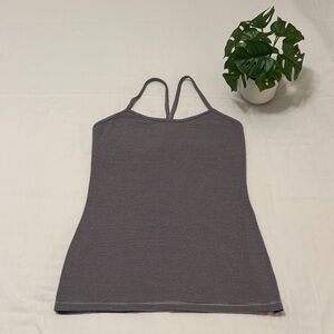 Lululemon Power Y Striped Black and Gray Tank Top